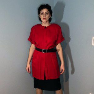 Vtg Studio 1 Red/ Black Colorblock dress